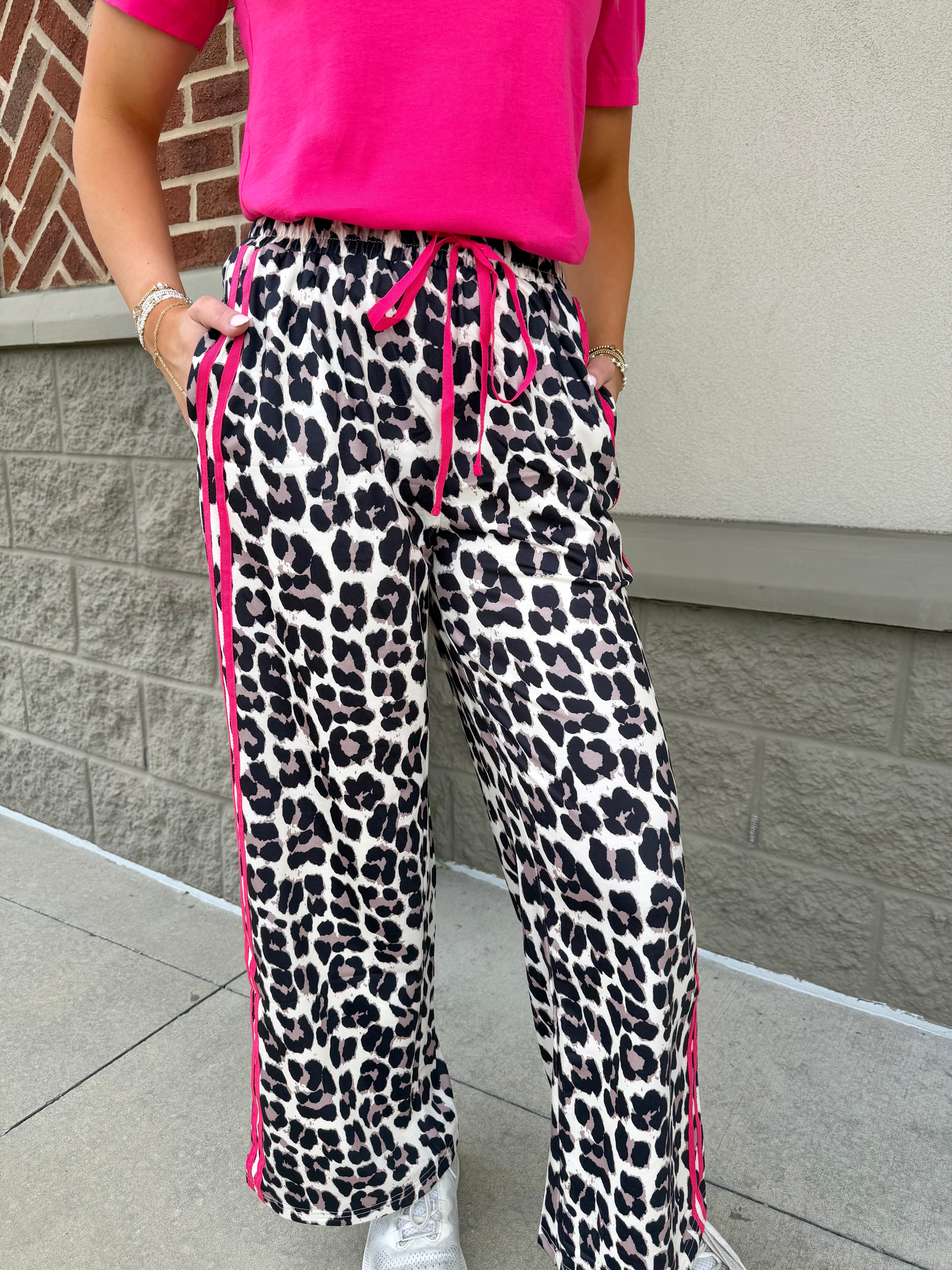 Tie Waist Leopard Print Casual Pants {2 Colorways}