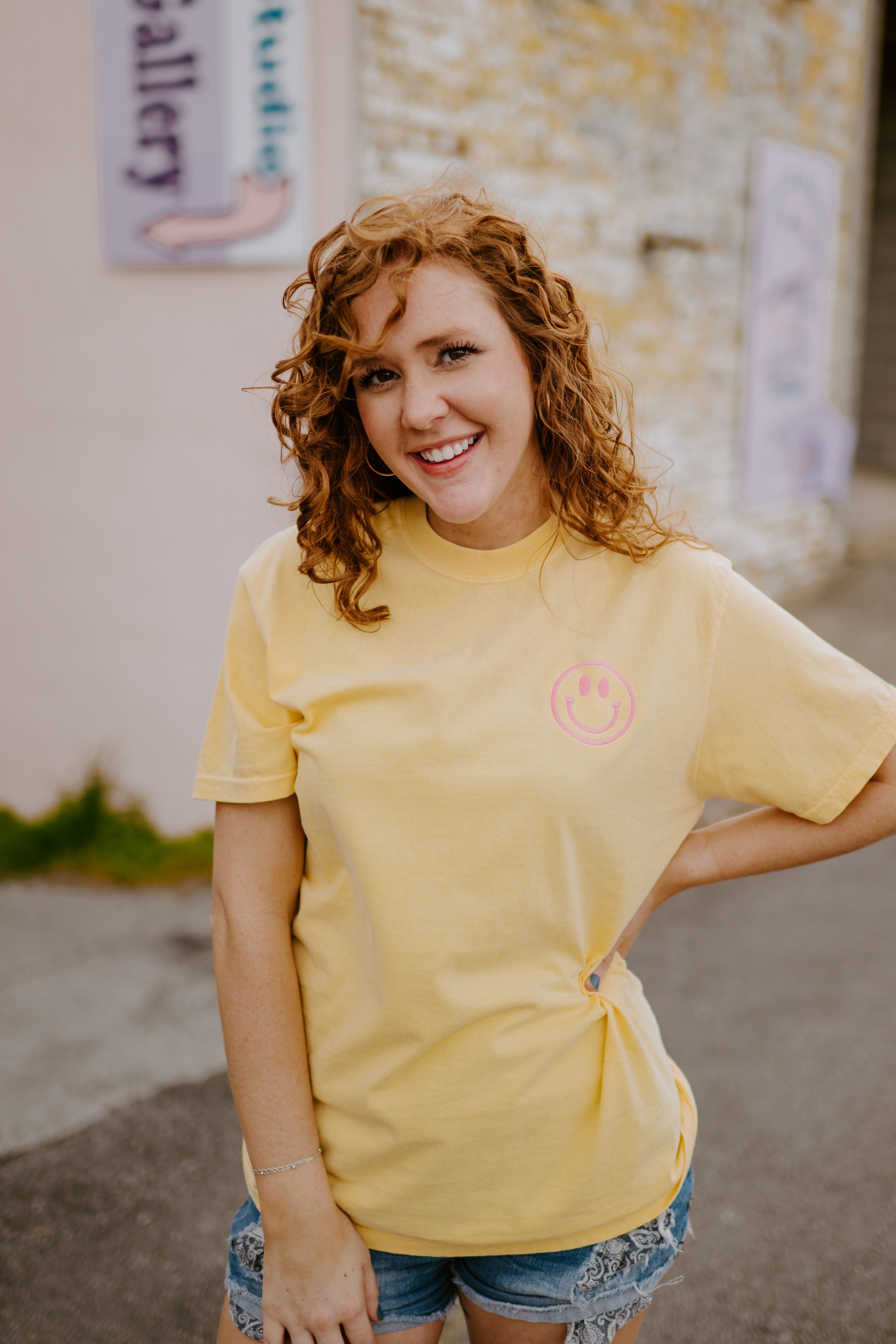 Smiley Face ~ 4 colors {Embroidered Comfort Colors}