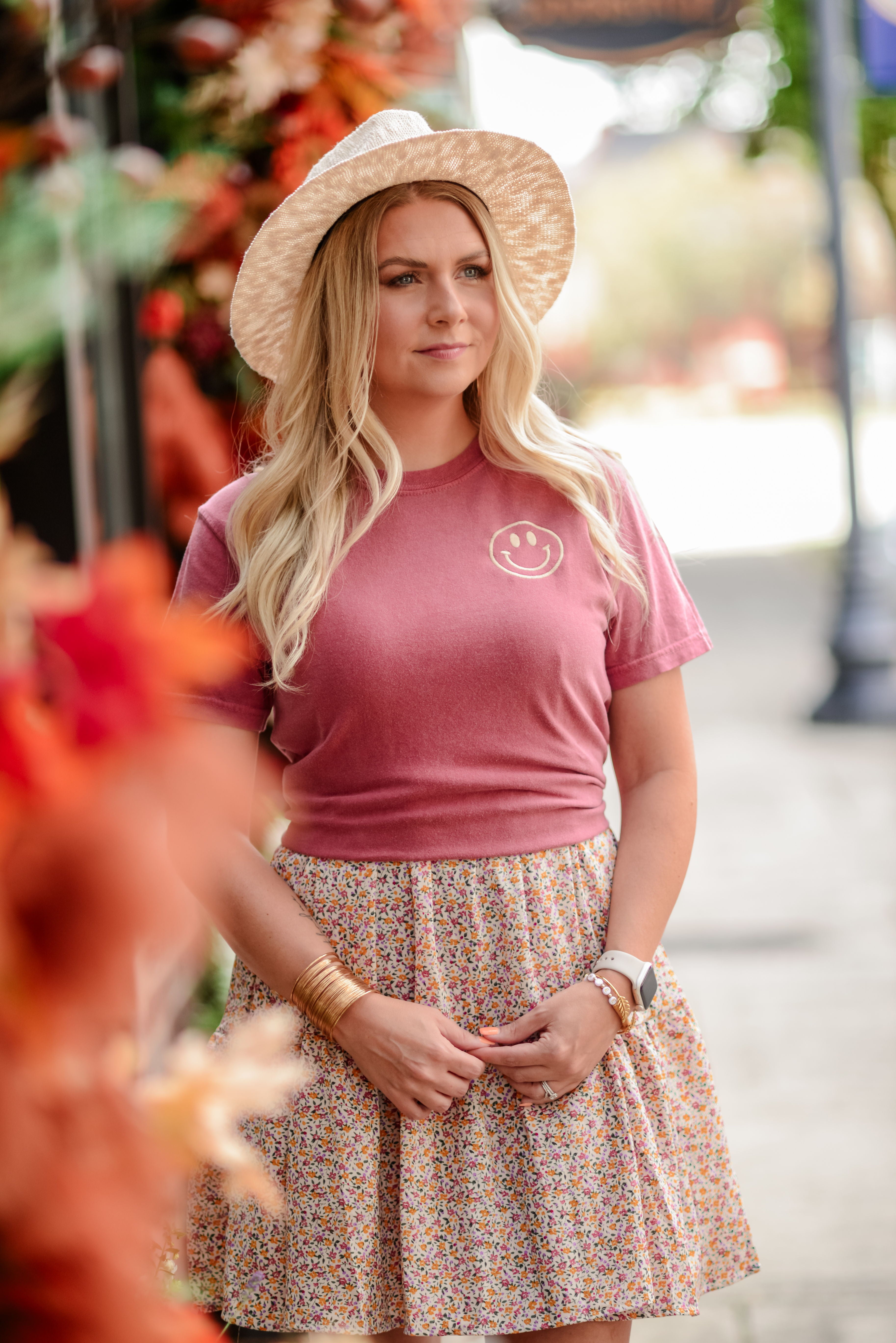Smiley Face ~ 5 colors {Embroidered Comfort Colors}