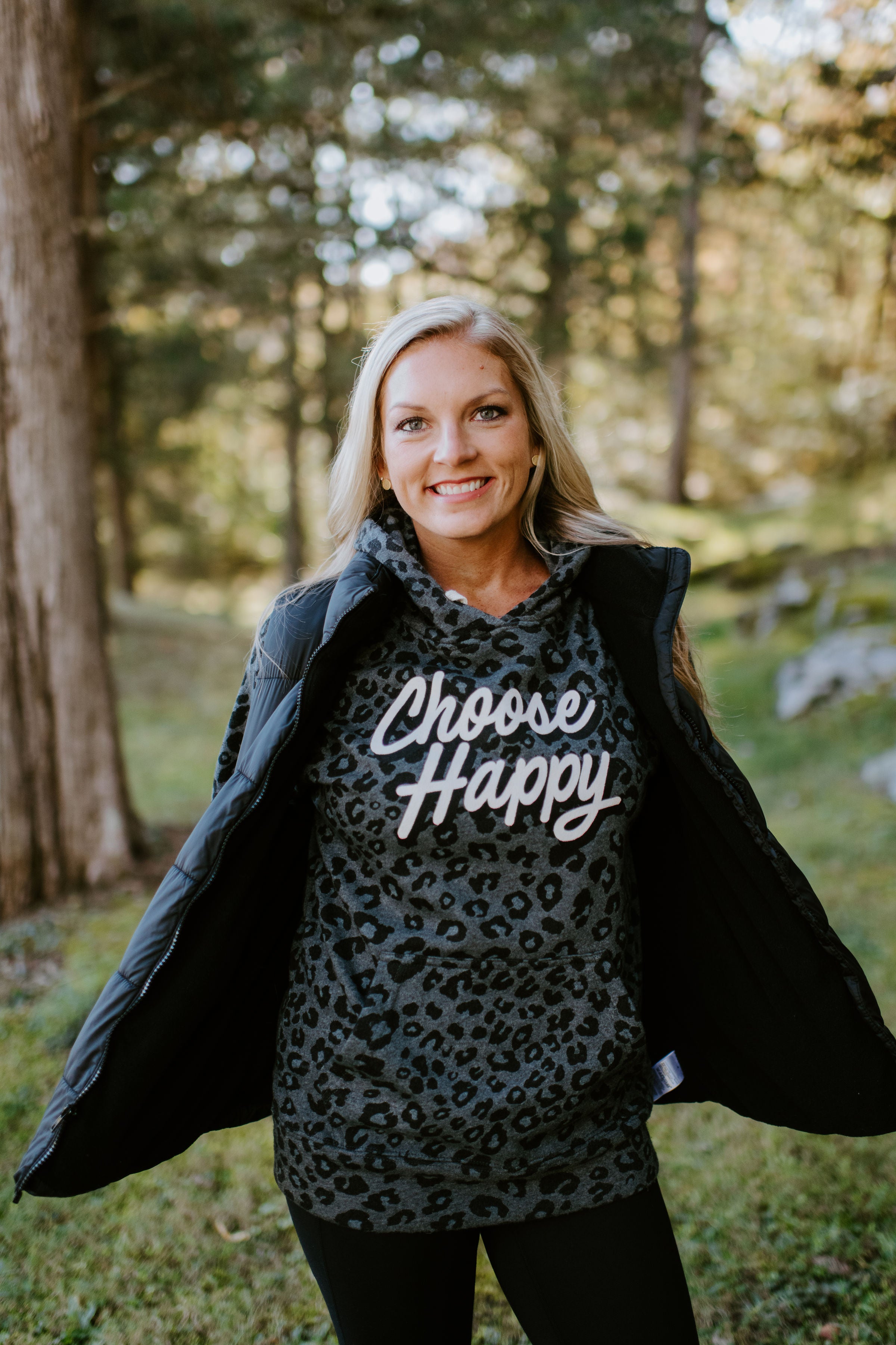 Choose Happy {Black Leopard Fleece}