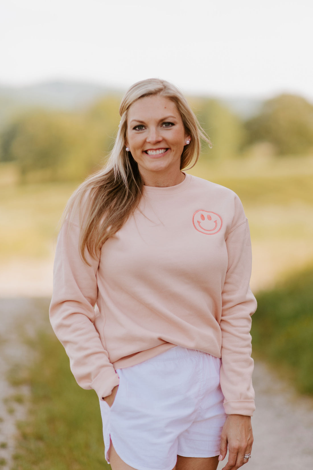 Smiley Face {Embroidered Crewneck Fleece}