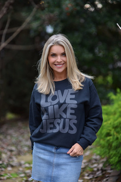 Love Like Jesus ~ Black {Crewneck Fleece}