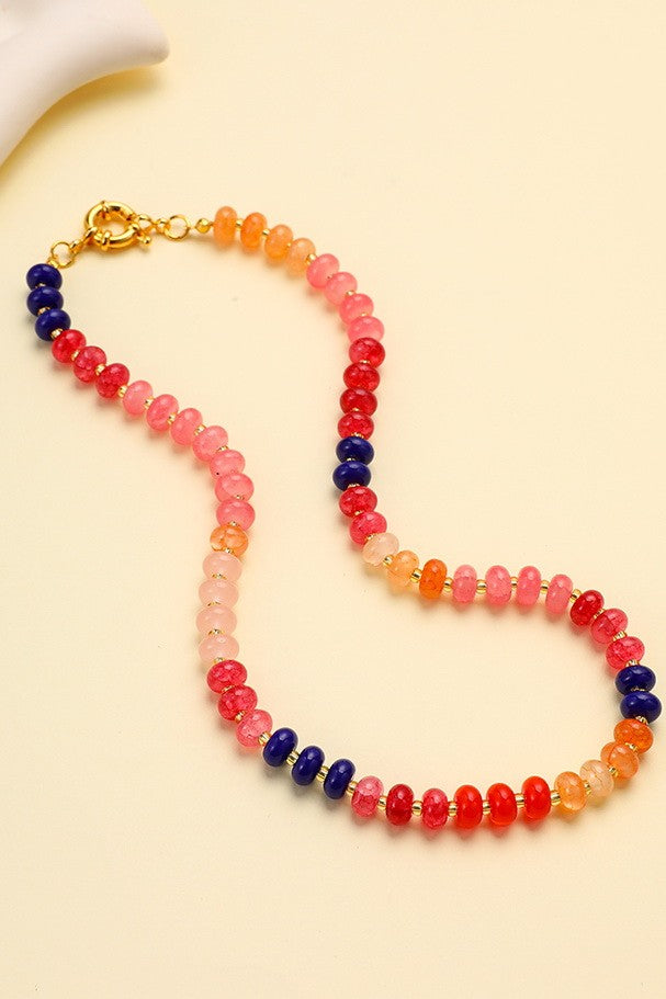 Natural Stone Semi-Precious Glass Mix-Color Necklace {New}