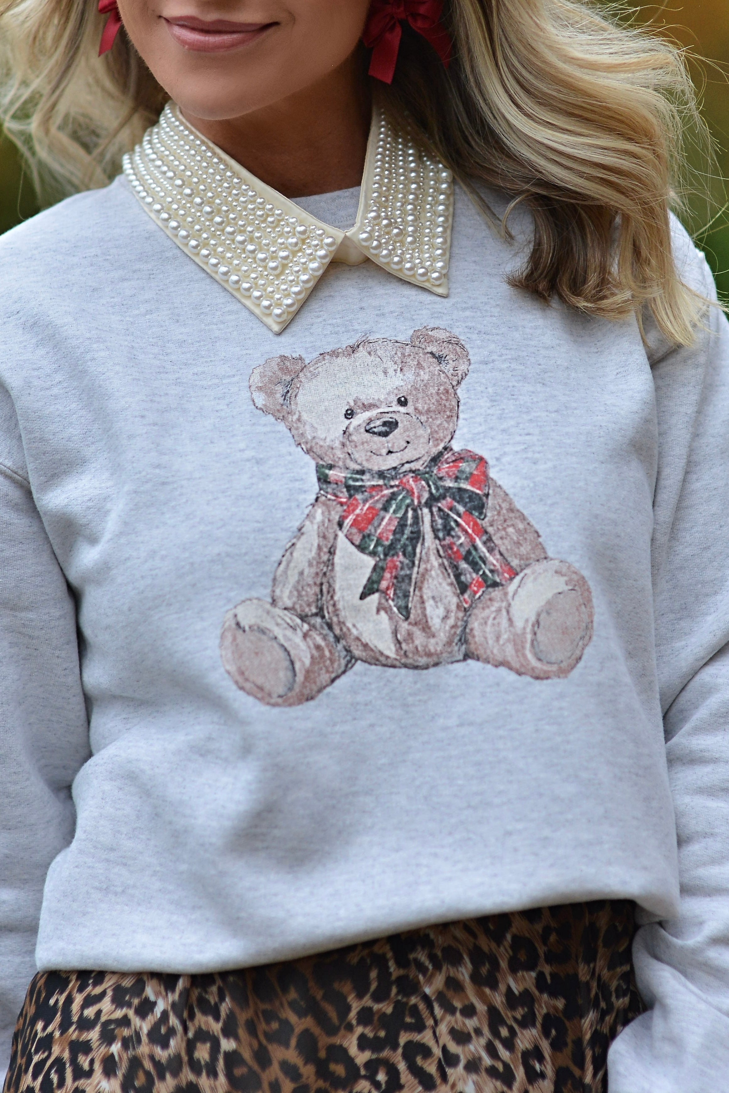 Christmas Teddy Bear {crewneck fleece}