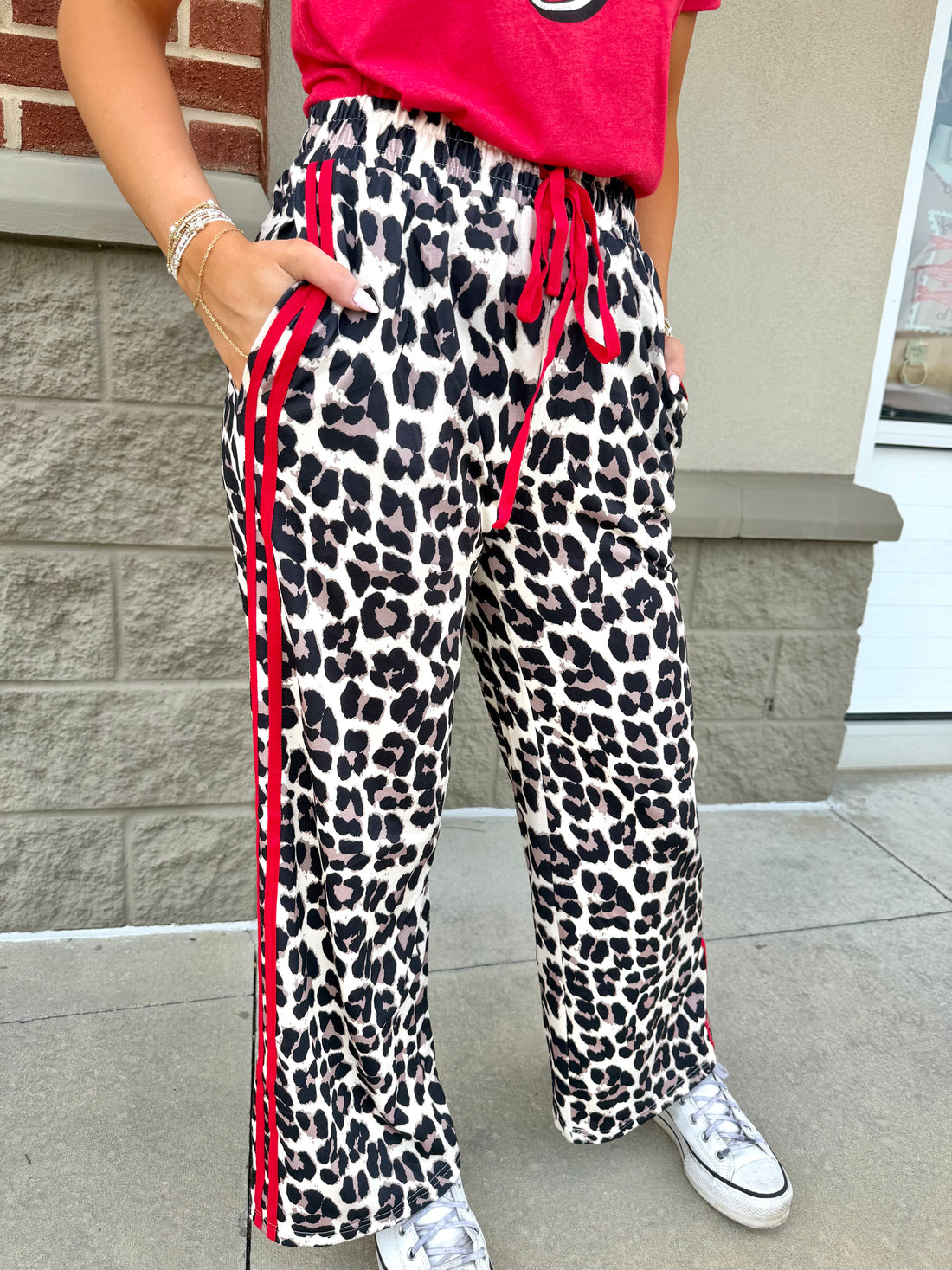Tie Waist Leopard Print Casual Pants {2 Colorways}