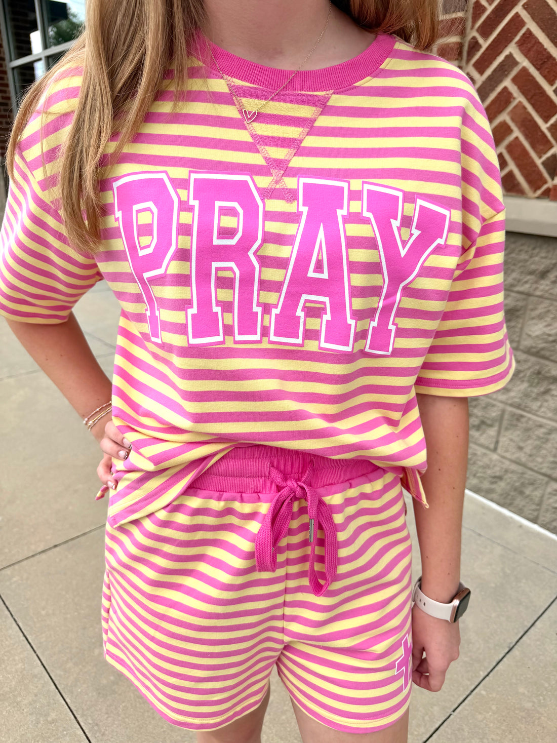 PRAY {Pink &amp; Butter Stripe Short Set}