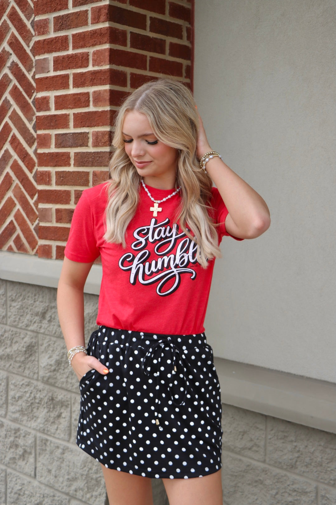 Beaded Drawstring Mini Skort