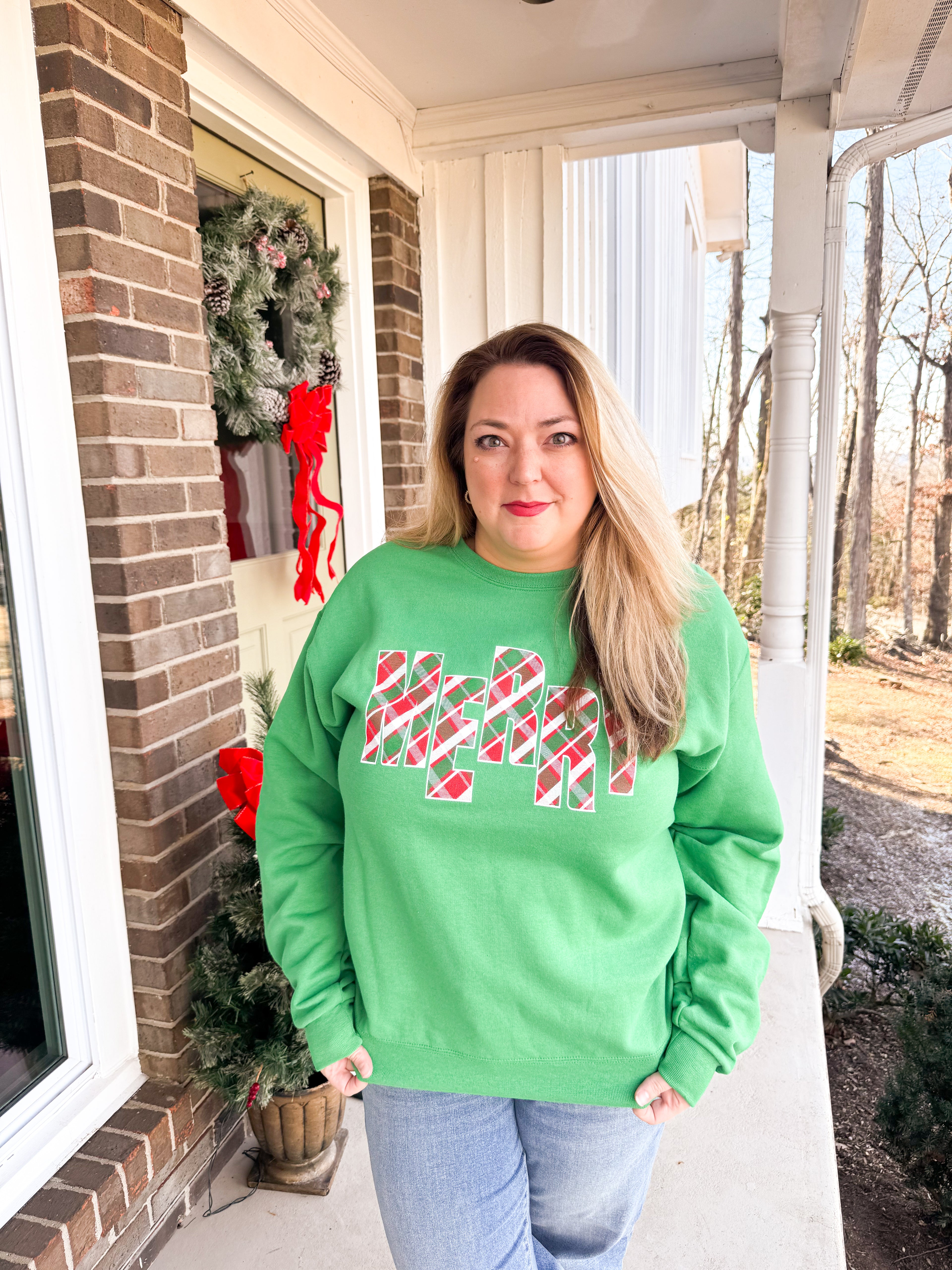 MERRY ~ Plaid {crewneck fleece}