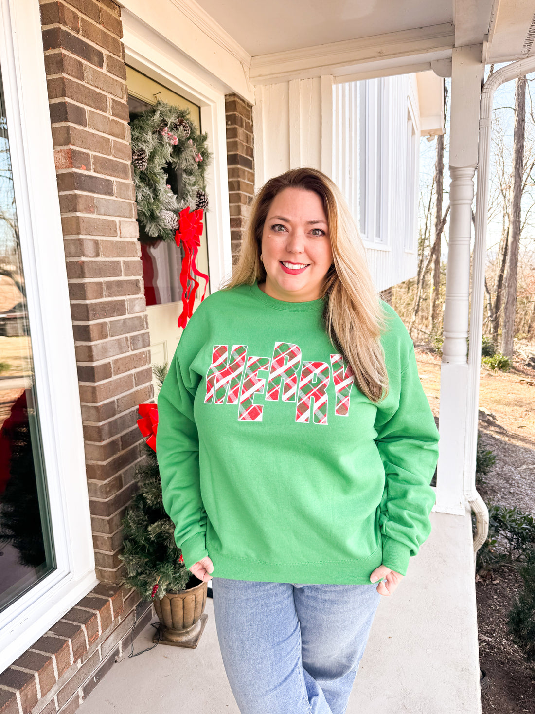 MERRY ~ Plaid {crewneck fleece}