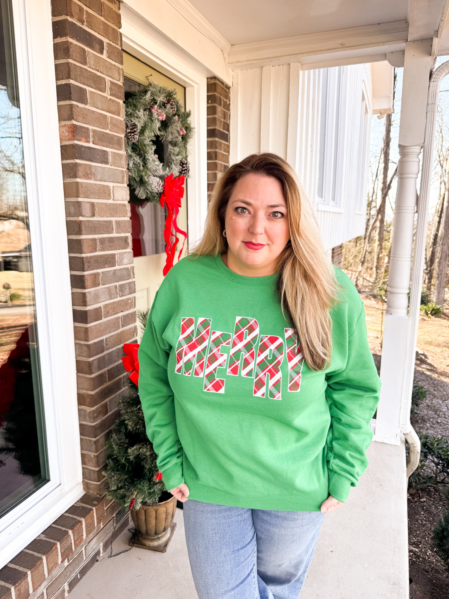 MERRY ~ Plaid {crewneck fleece}