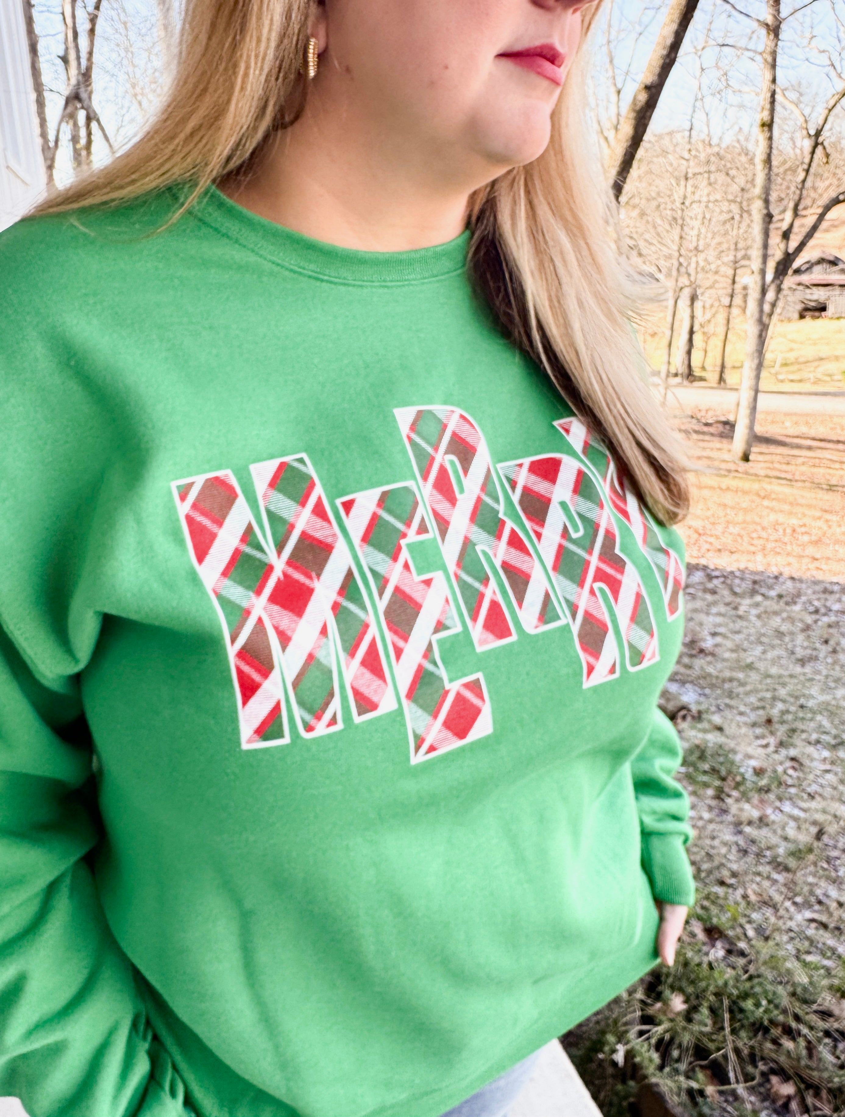 MERRY ~ Plaid {crewneck fleece}