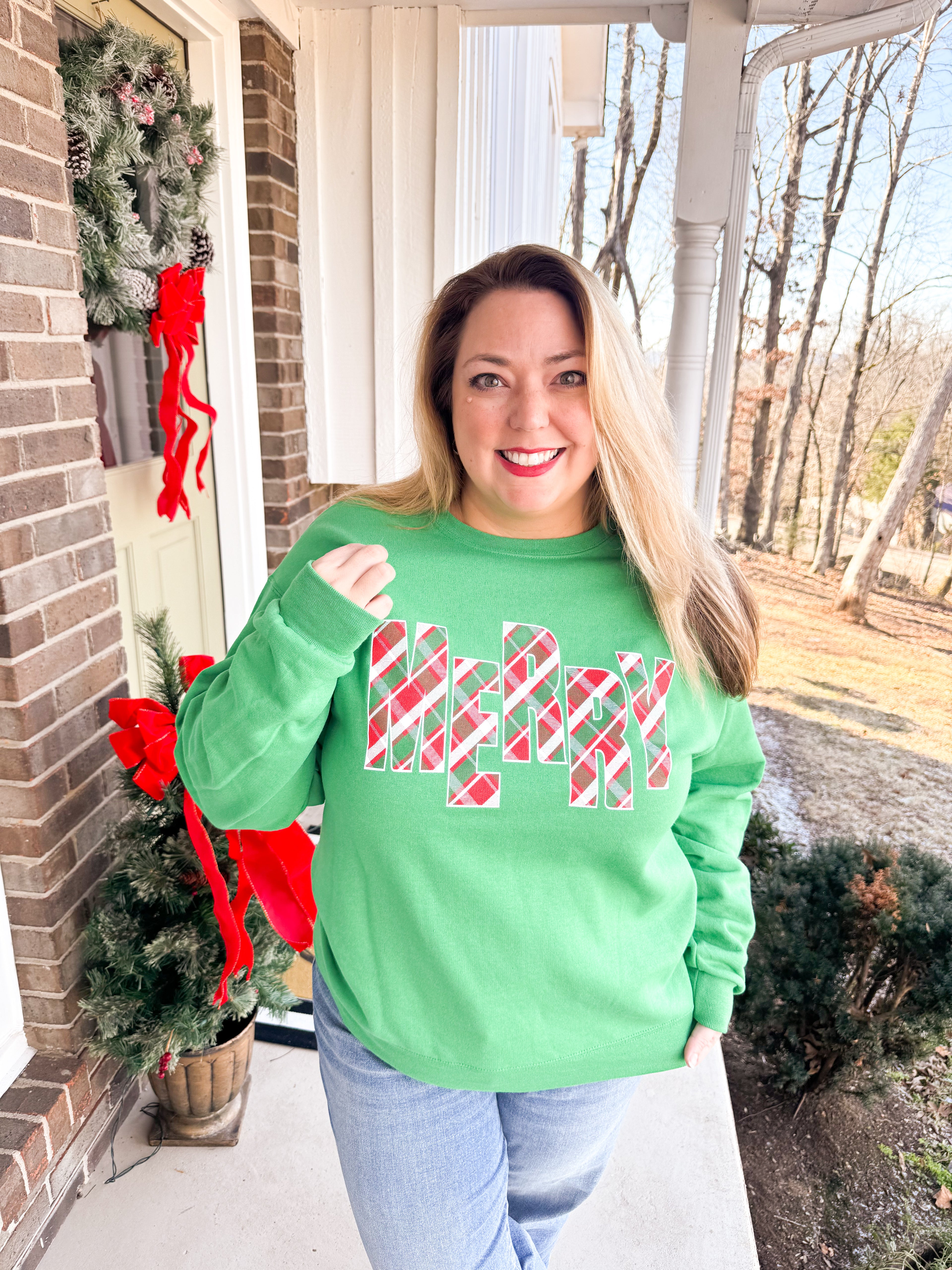MERRY ~ Plaid {crewneck fleece}