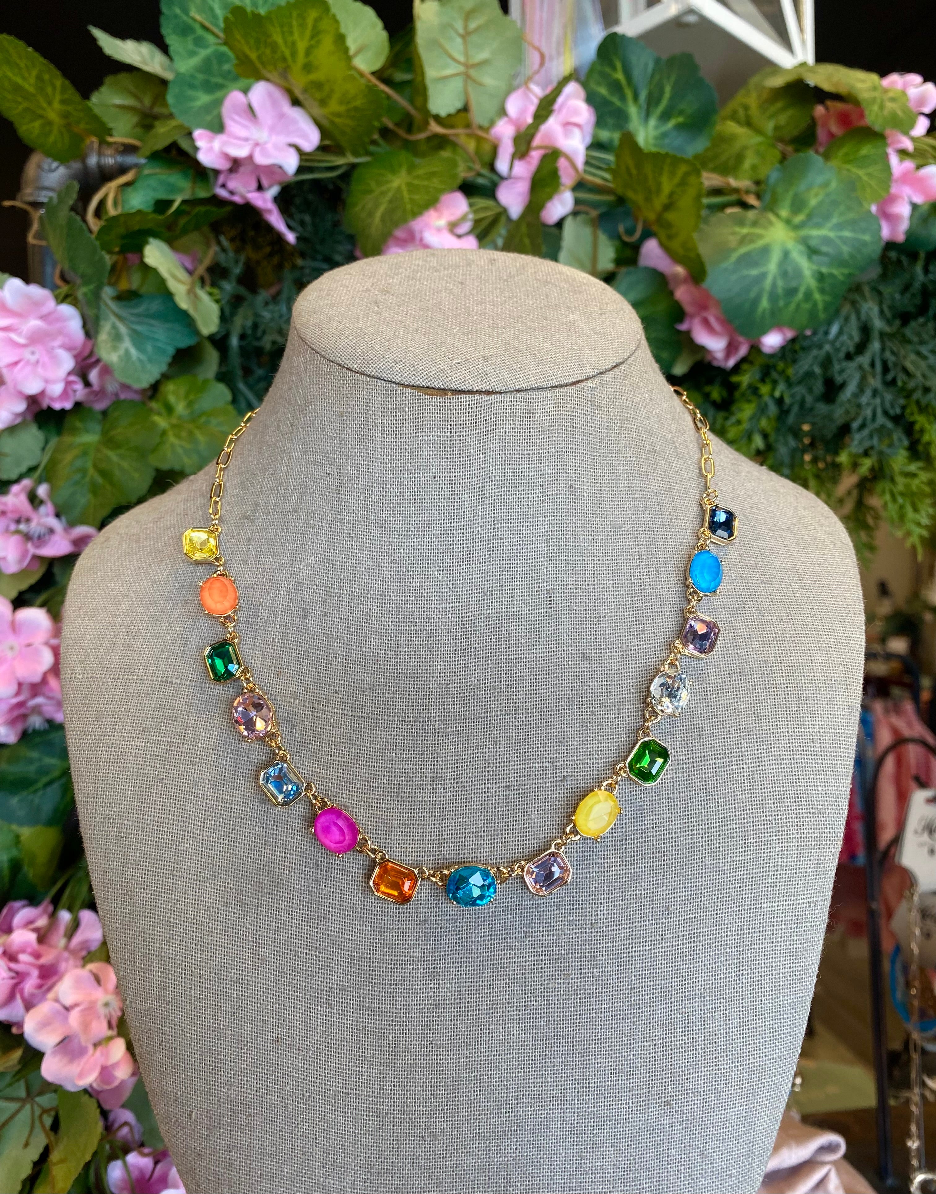 Multicolor Gemstone Link Necklace