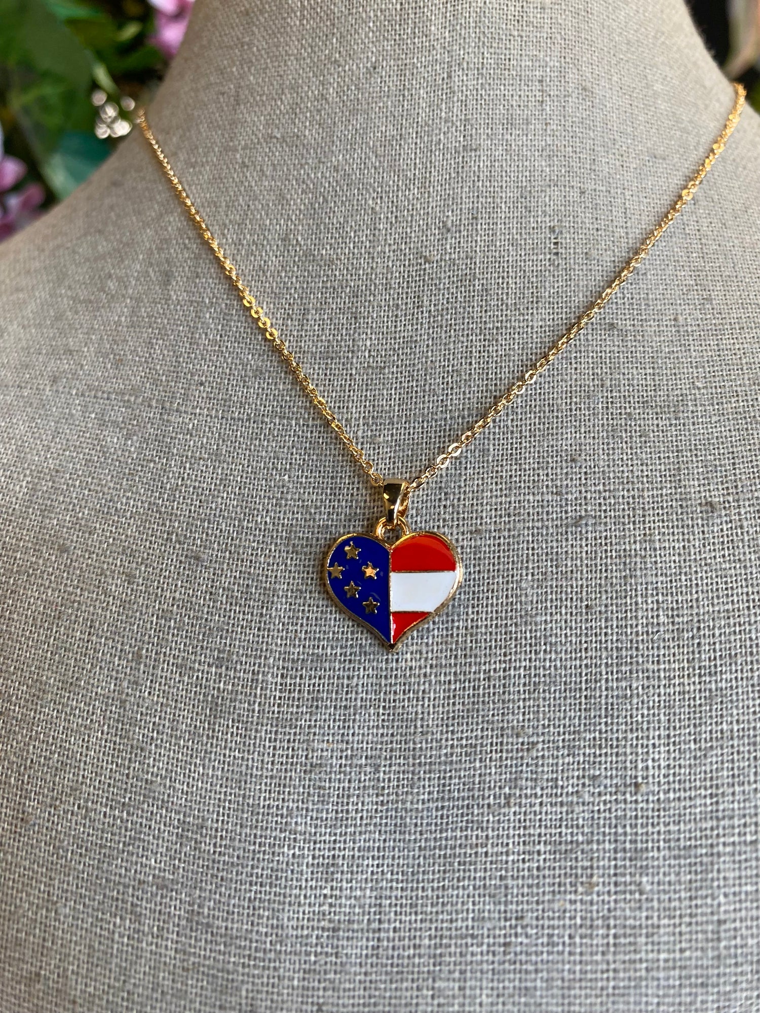 Patriotic Flag Heart Necklace