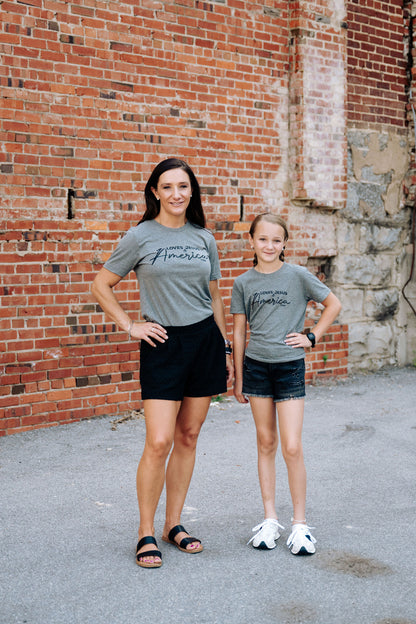 Loves Jesus &amp; America Too {gray} ~ Adults &amp; Littles