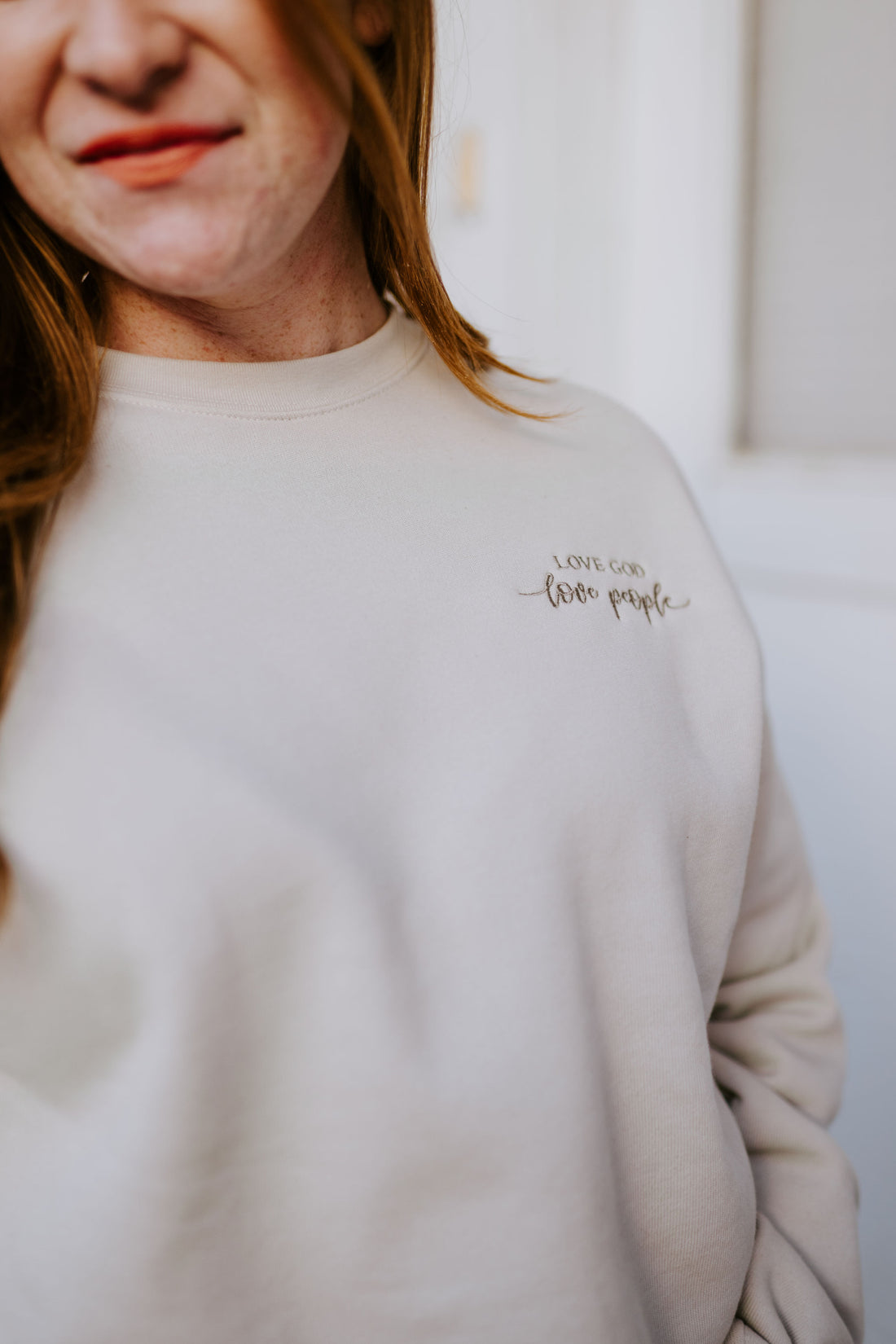 Love God Love People {Embroidered Crewneck Fleece}
