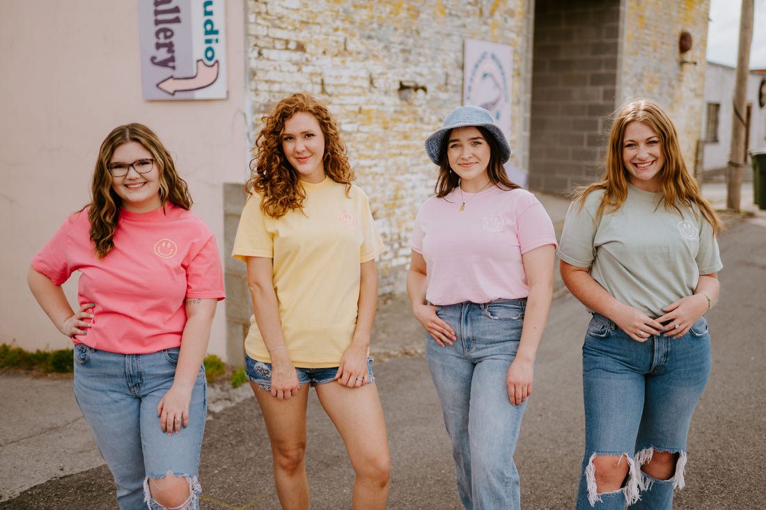 Smiley Face ~ 4 colors {Embroidered Comfort Colors}