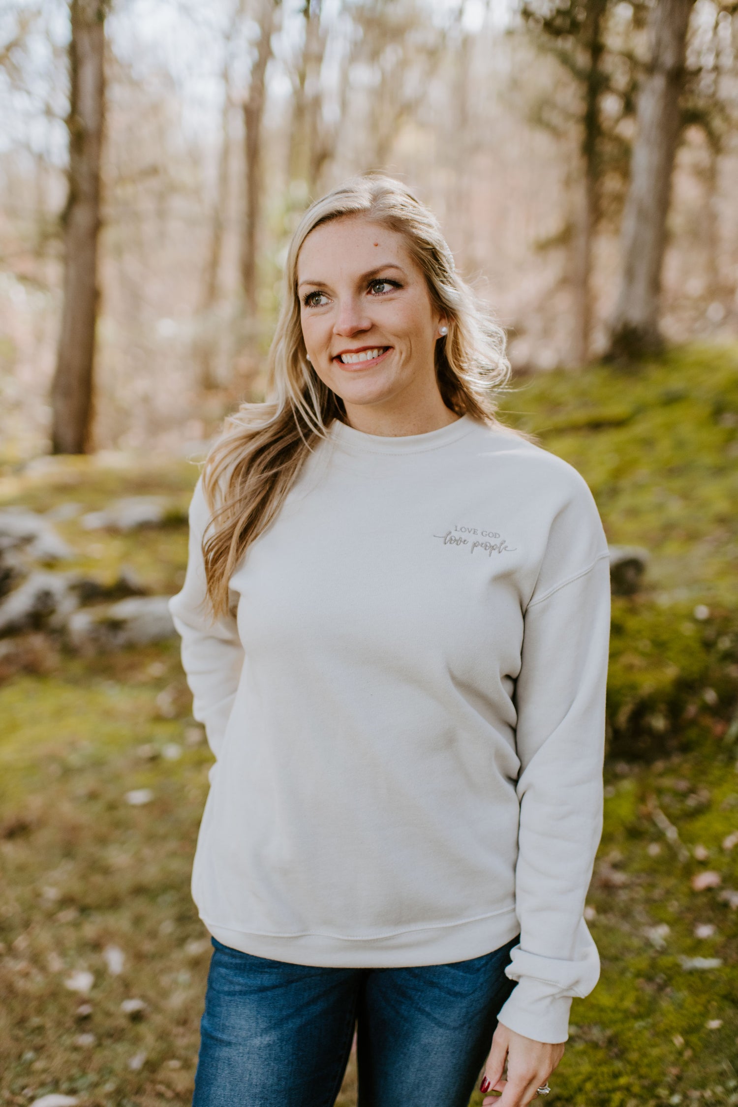 Love God Love People {Embroidered Crewneck Fleece}