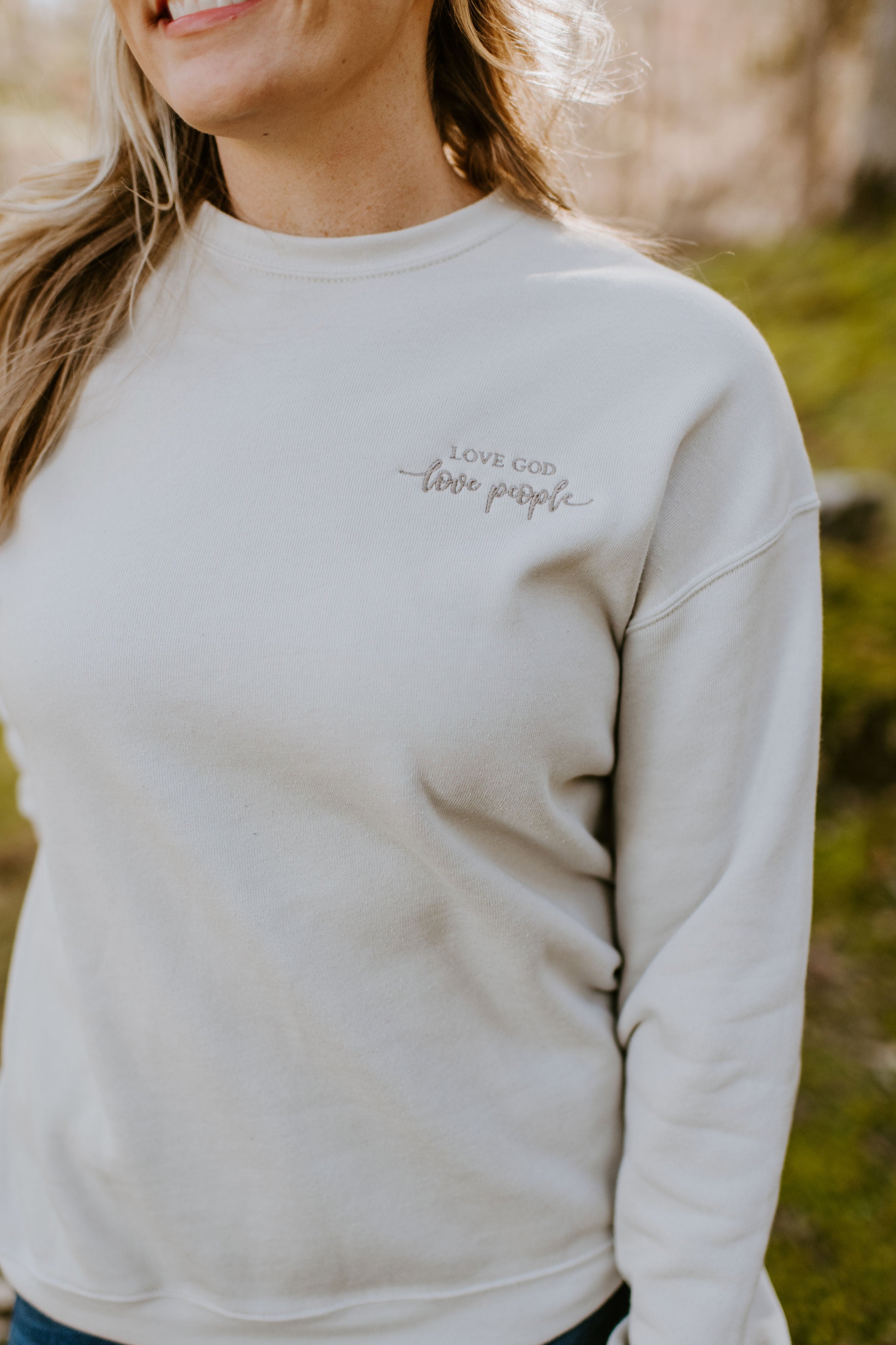 Love God Love People {Embroidered Crewneck Fleece}