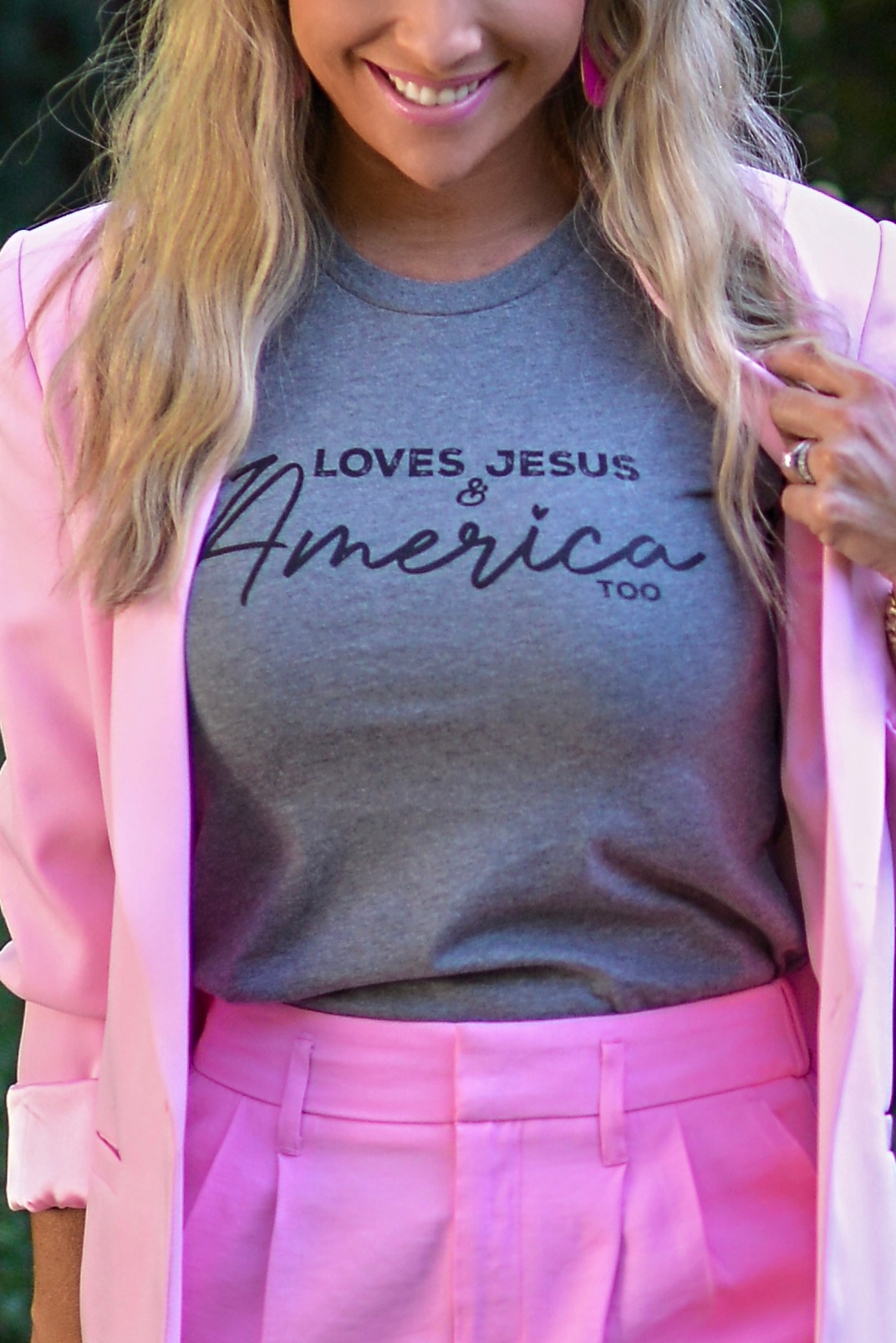 Loves Jesus &amp; America Too {gray} ~ Adults &amp; Littles