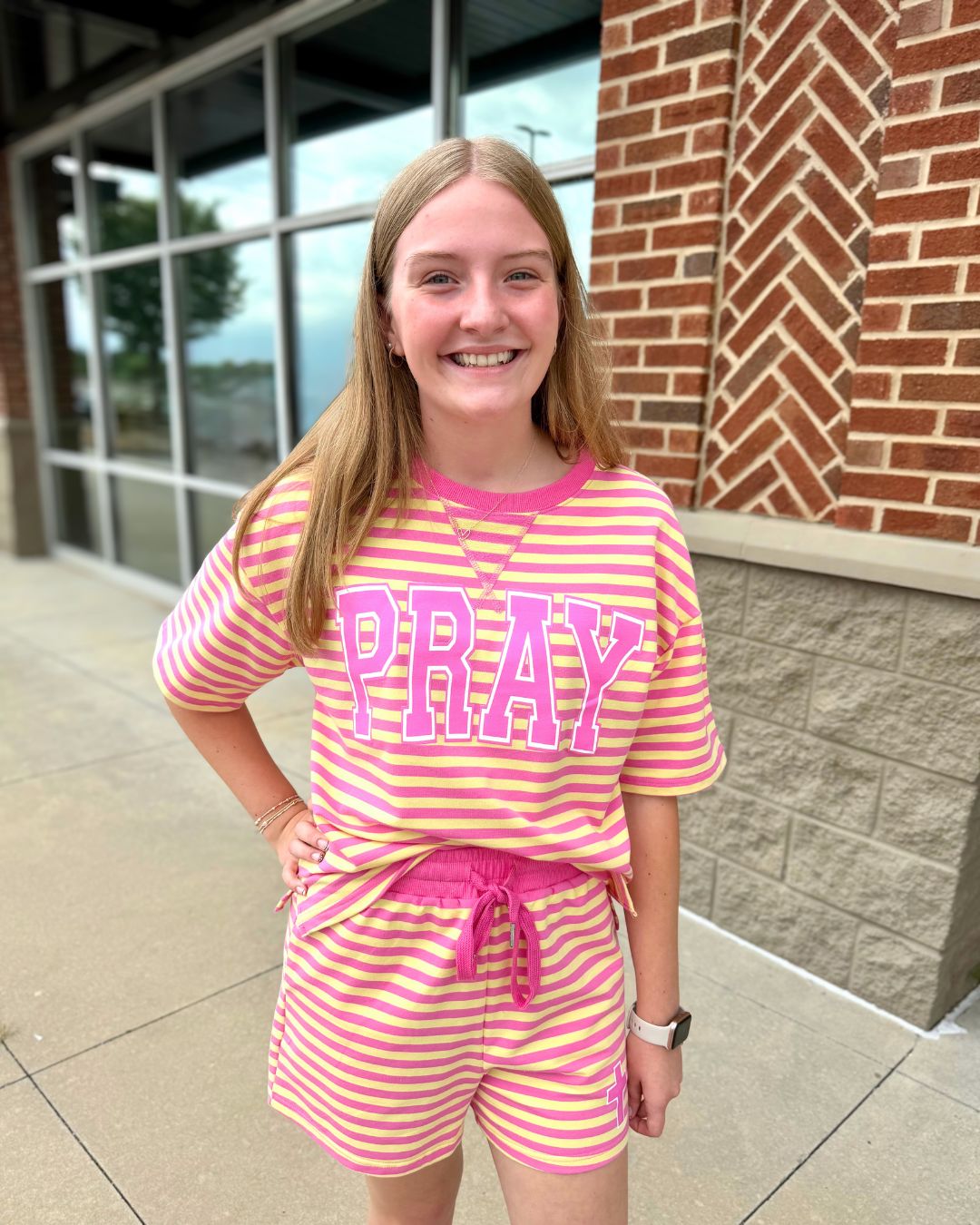 PRAY {Pink &amp; Butter Stripe Short Set}