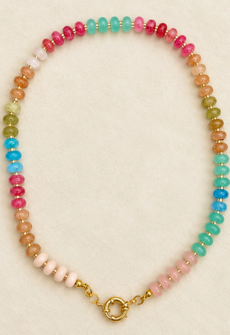 Natural Stone Semi-Precious Glass Mix-Color Necklace {New}