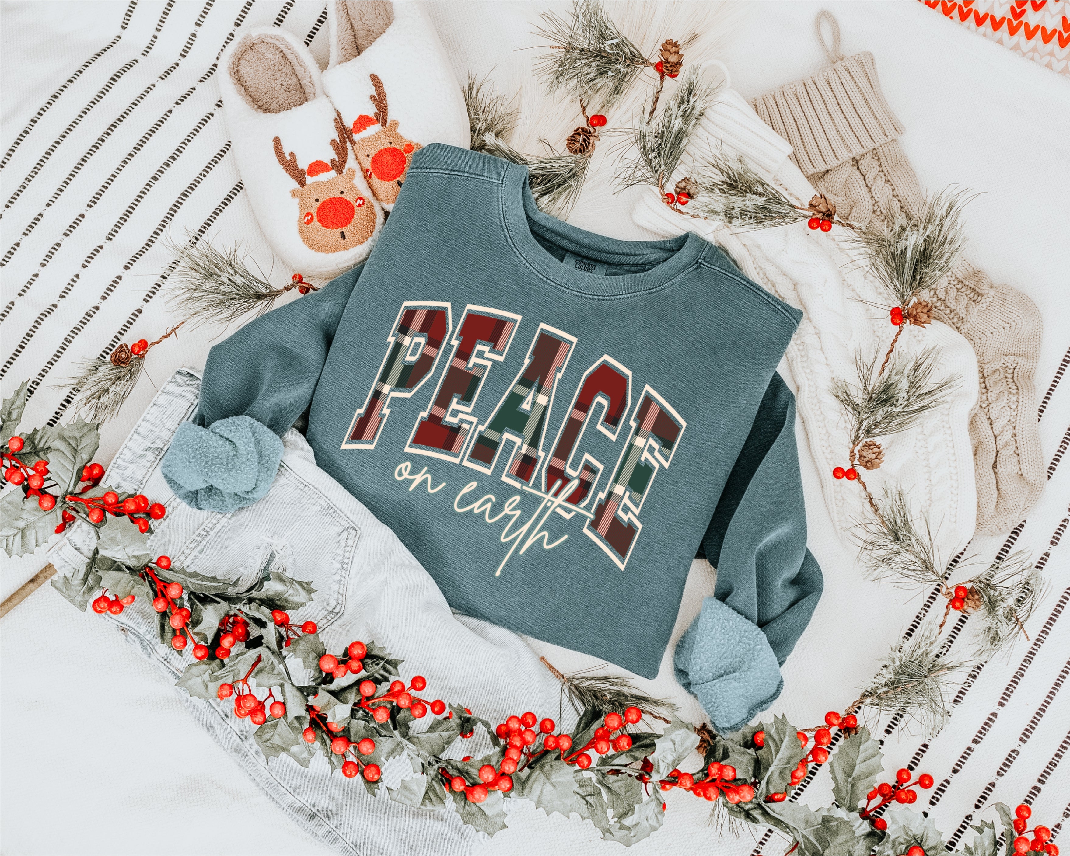 Peace on Earth {plaid} ~ Comfort Colors Fleece