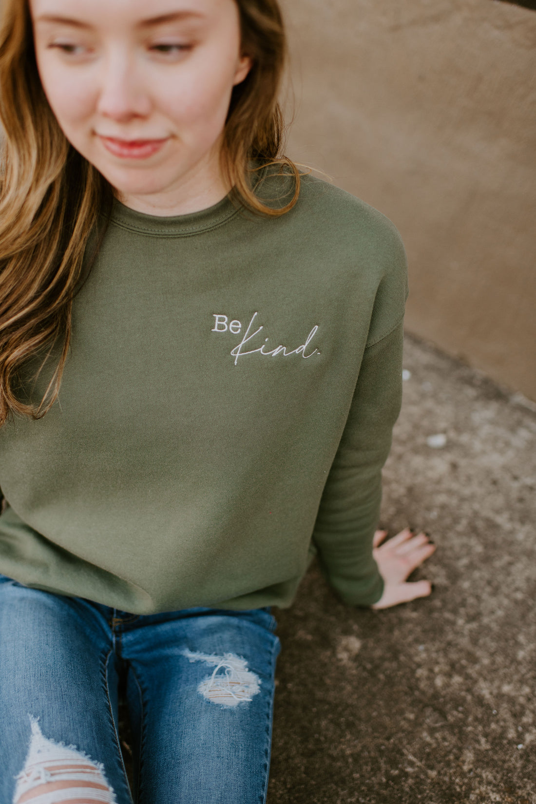 Be Kind {Embroidered Crewneck Fleece}